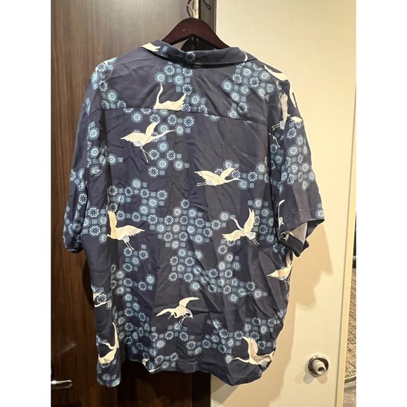 Tori Richard Bird Print Short‎ Sleeve Silk Button Up Shirt - Size XXL - Picture 4 of 4